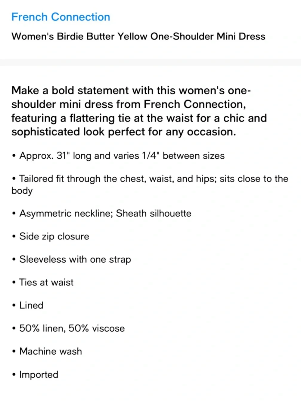 NEW FRENCH CONNECTION birdie linen tie dress in butter - Picture 6 of 10